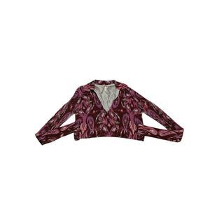 Free People Cherie Printed Top Wine Red Pink Size Medium‎ Boho Floral